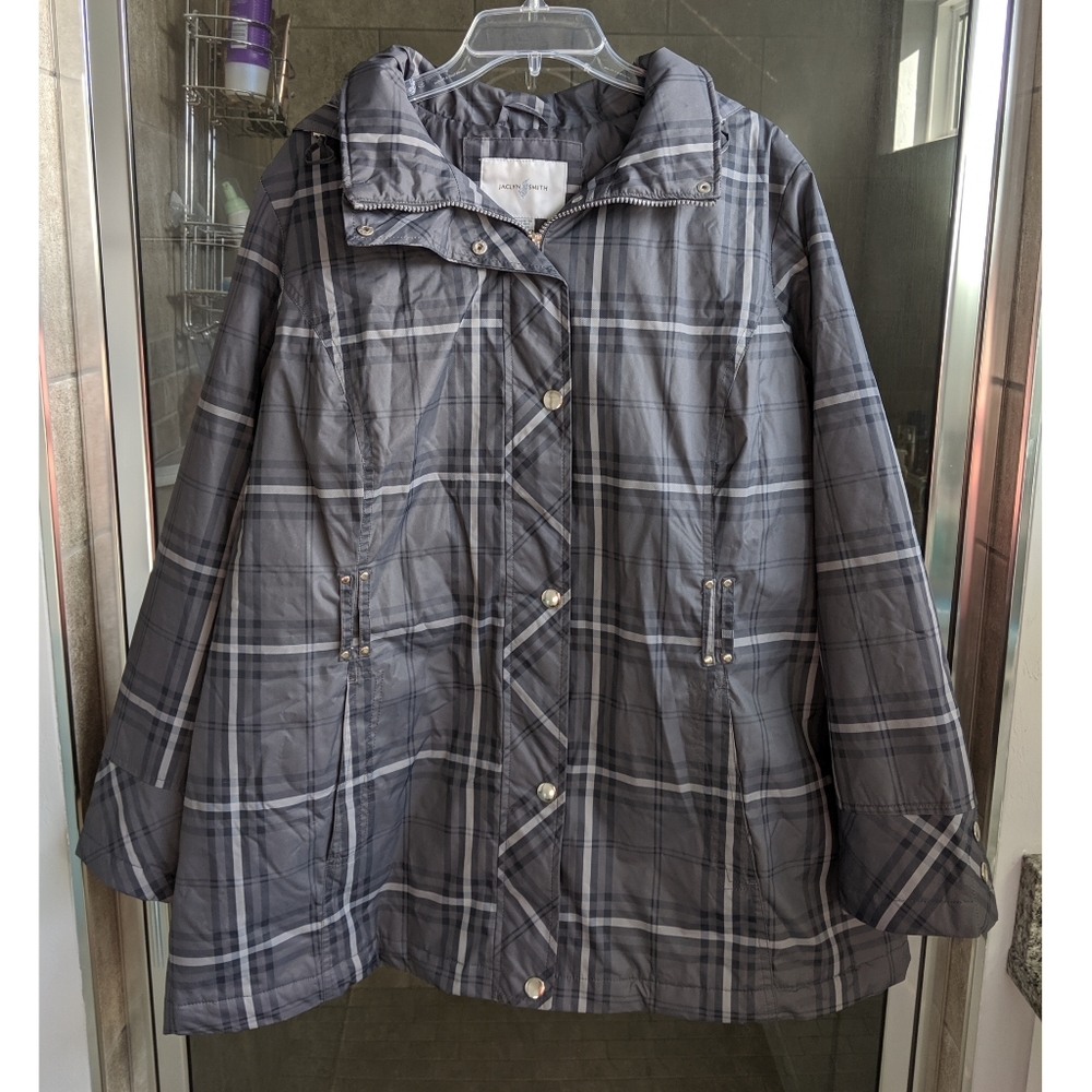 Jaclyn Smith Gray Plaid Jacket